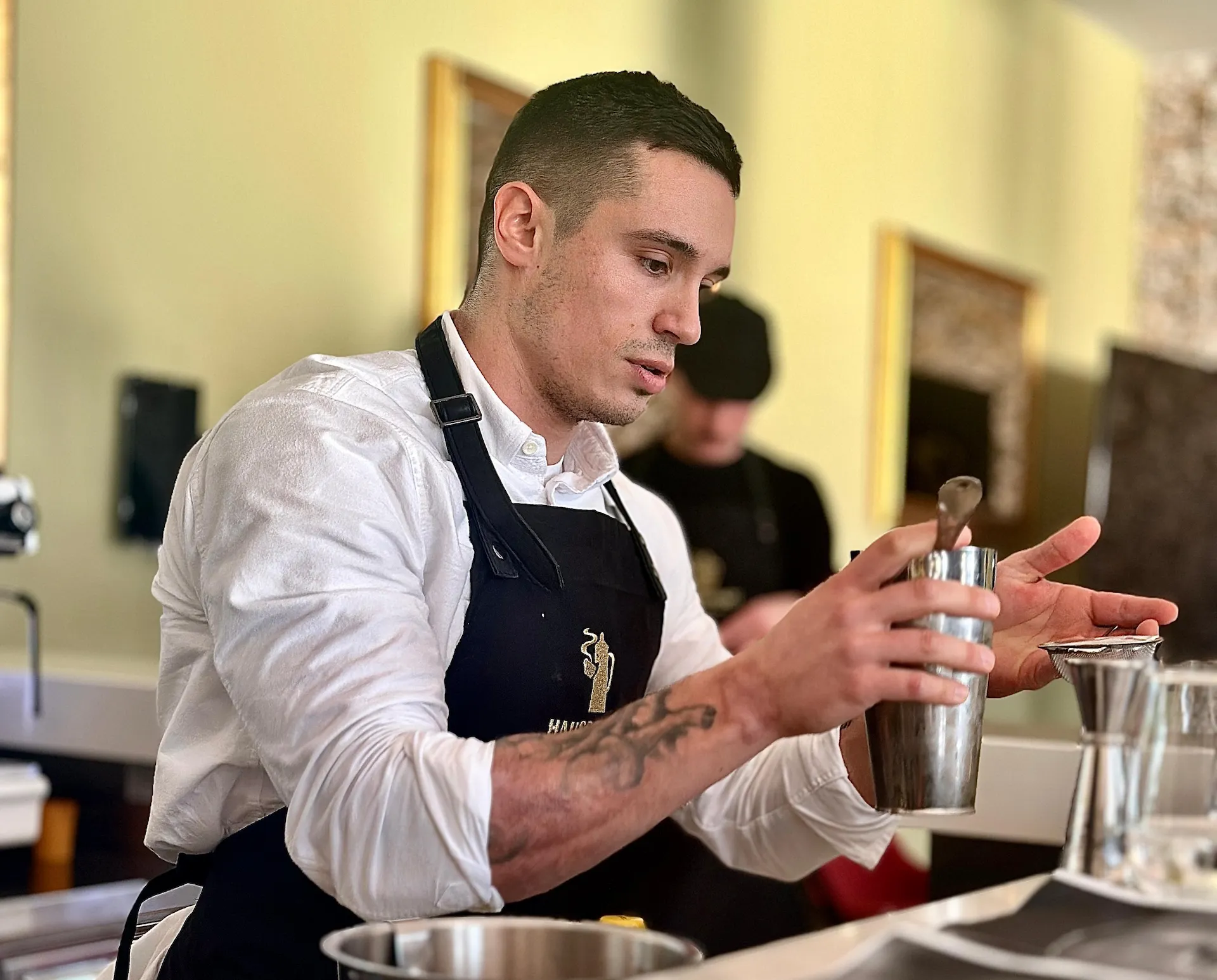 Professional mixologist crafting cocktails